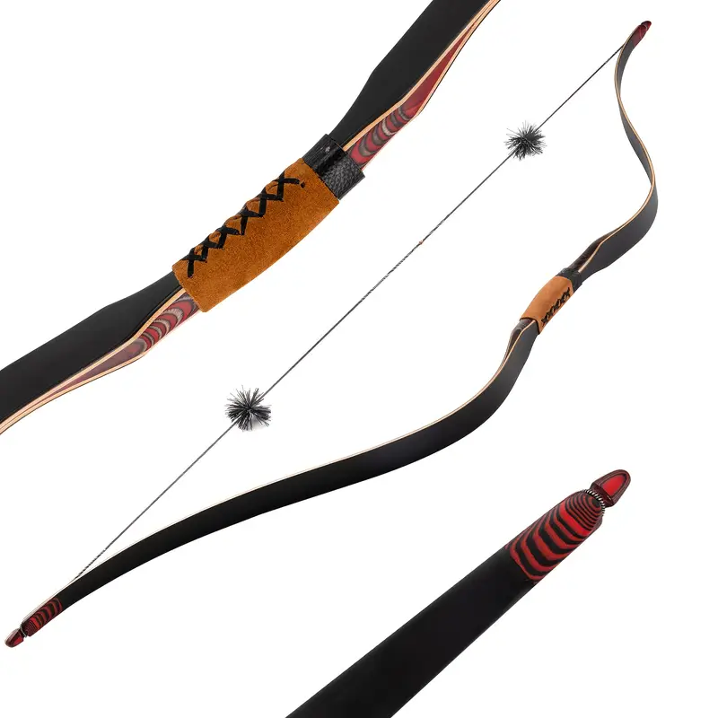 Traditional Longbow Archery Wooden Bow Set 20-60lbs